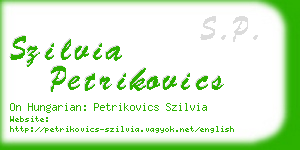 szilvia petrikovics business card